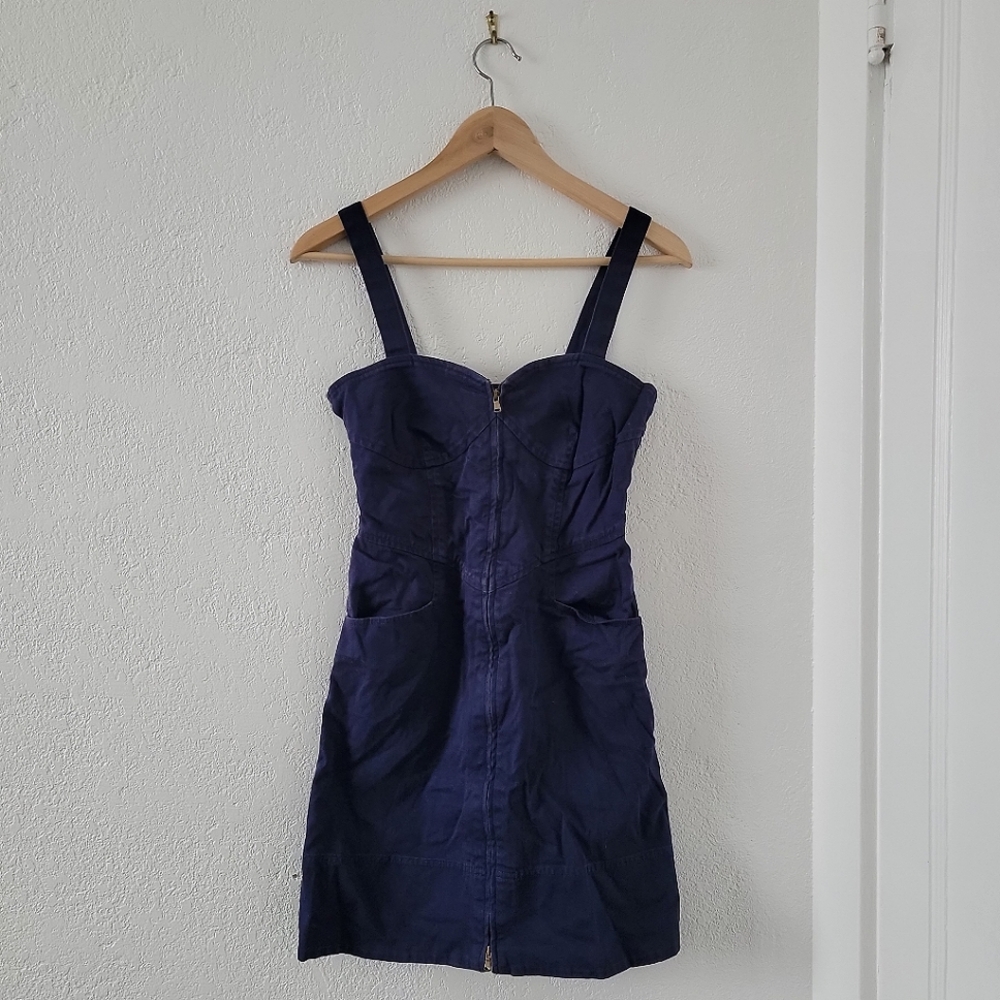 Marc By Marc Jacobs Zip Up Denim Mini Dress (Size 0)